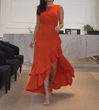 Orange Sleeveless Design Sense Dress