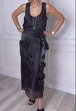 Black Rose Silk With Bustier Dress