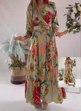 Colorful Printed Flower Long Dress