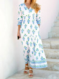 Stingy-Waist Printed Midi Dress