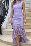 Purple Lace Sleeveless Dress