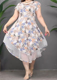 Multicolor Irregular Shape Loose Plus Size Printed Dress