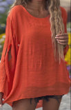 Solid Color Loophole Sleeve Top