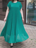 Green Pleated Loose Long Dress