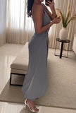 Gray Slim One Shoulder Dress