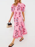 Pink Floral Midi Garden Dress