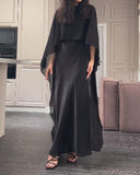 Black Silk Dress Two-piece Set