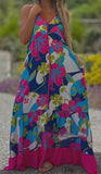 Vibrant Printed Halter Long Dress