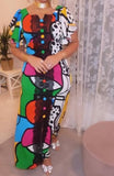 Colorful Button Print Dress