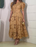 Golden Hollow Flower Dress