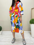 Colorful Printed Shirt Dress