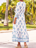 Stingy-Waist Printed Midi Dress