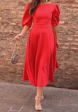 Red Elegant Midi Dress