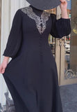 Black Embroidered Printed Elegant Dress