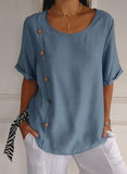 Solid Color Button Embellished Top