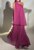 Solid Color Designer Strapless Pleated Dress