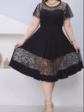 Black Mesh Patchwork Dress