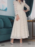 Solid Color Lace Elegant Long Dress