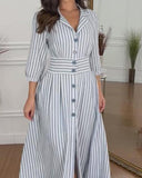 Gray And White Striped Shirt Elegant Dress