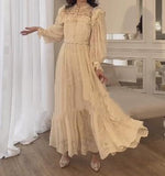 Lace Printed Long Sleeve Elegant Maxi Dress