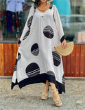 Black Circle Print Irregular Loose Dress