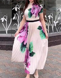 Rose Print Pleated Dress